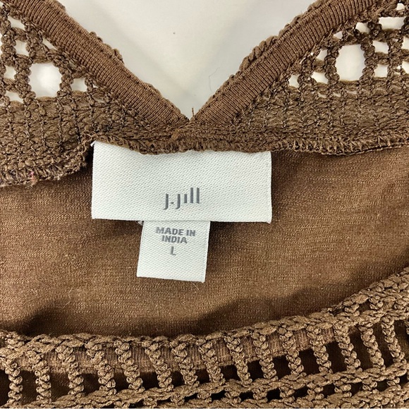 J.Jill Crochet details pima Cotton brown dress Size L - Picture 5 of 12